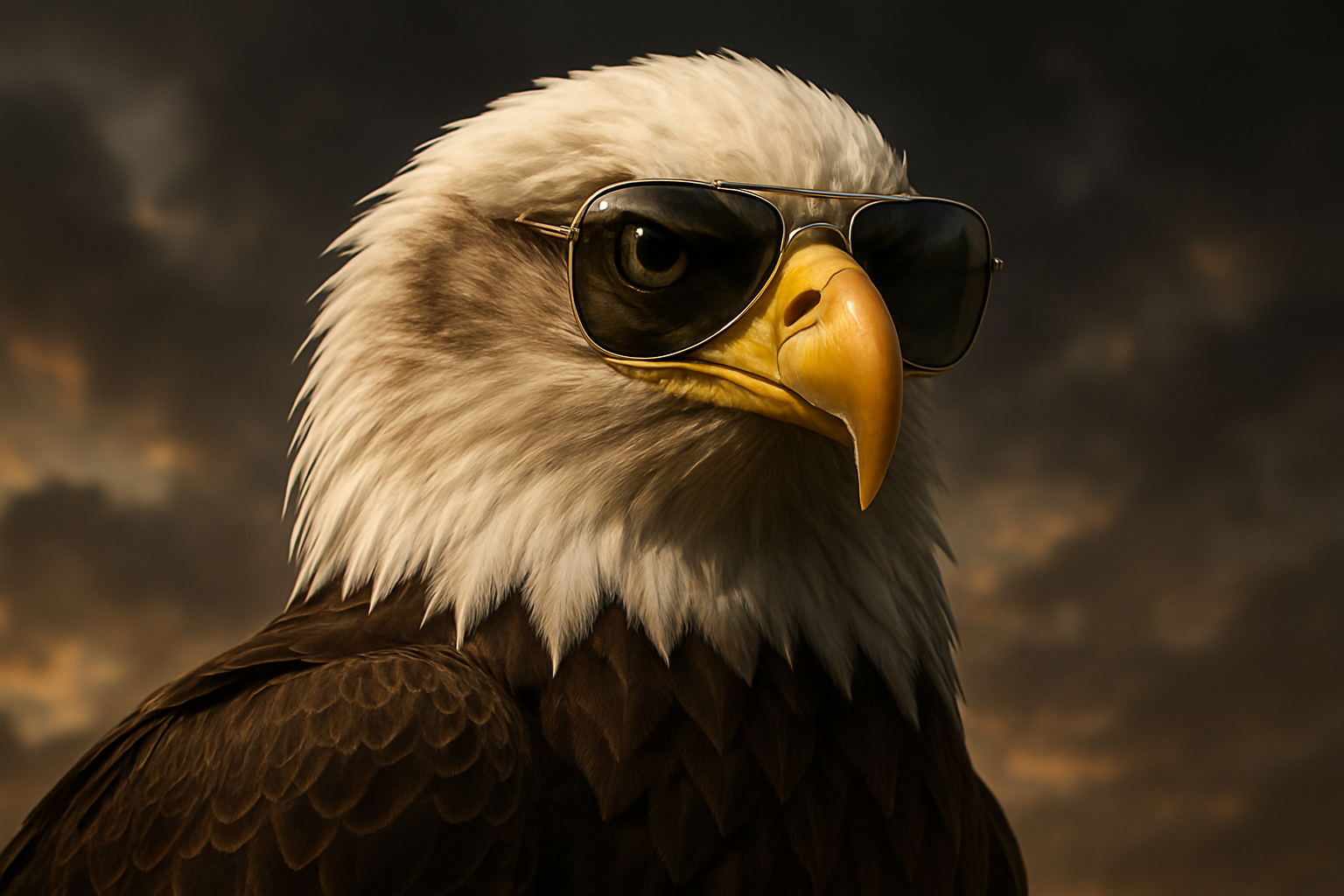 bad ass eagle with aviator sunglasses on