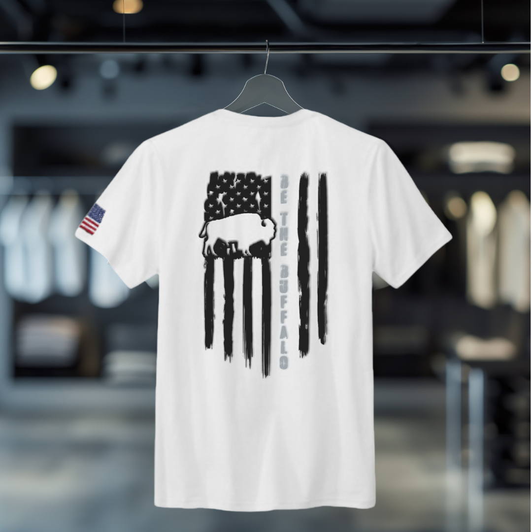 Shirts - Daily Tee (100% Cotton) “AF” America First & “BTB” Be The Buffalo (Back Logo)