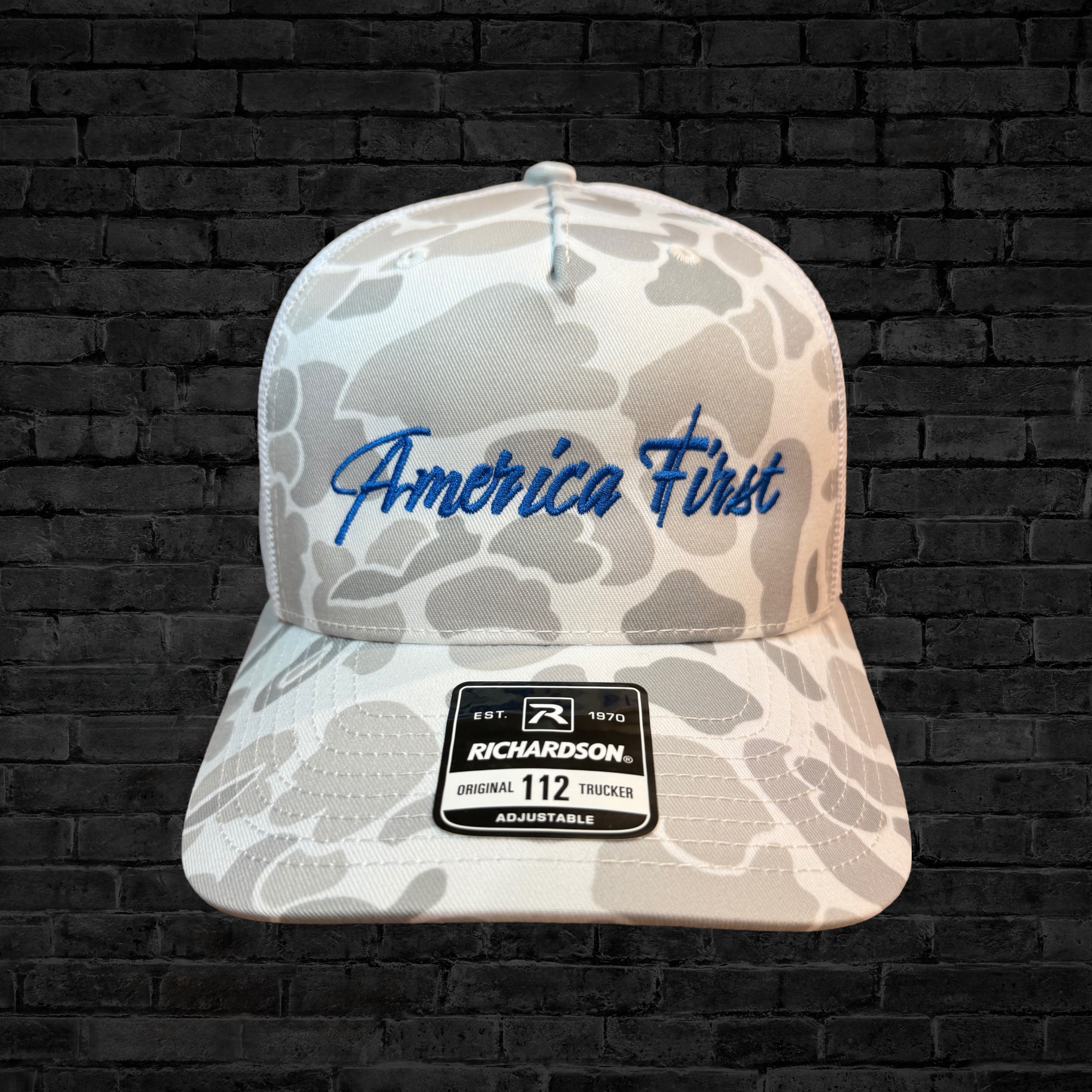 AMERICA FIRST™ | Camo Trucker Hat | Snapback