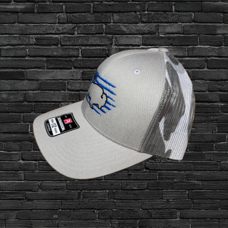 L.Gray & Camo Black/Gray / Blue Flag + Black Bison / SnapBack | Adjustable