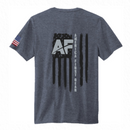 Unisex-Heather Blue Tri-Blend Shirt with Silver Black AF Flag on the back