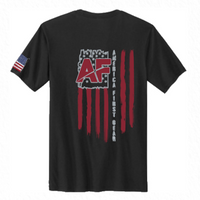 Unisex-Tri-Blend Deep Black Shirt with Red & Silver with AF & Flag on the Back