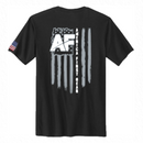 Unisex Black 100% Cotton Tee - AF & Flag on Back