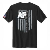 Unisex Black 100% Cotton Tee - AF & Flag on Back