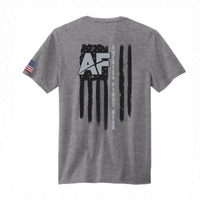 Unisex Gray 100% Cotton Tee - AF & Flag on Back
