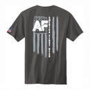 Unisex Gray Pocket 100% Cotton Tee-AF & Flag on Back