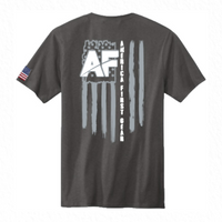Unisex Gray Pocket 100% Cotton Tee-AF & Flag on Back