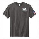 Unisex Gray Pocket 100% Cotton Tee-AF & Flag on Front