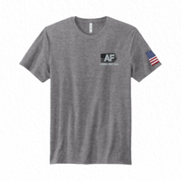 Unisex Gray Tri-Blend Tee - AF & Flag on Front