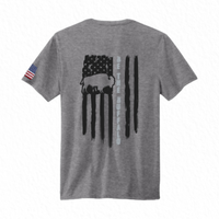 Unisex Gray Tri-Blend Tee - Buffalo & Flag on Back