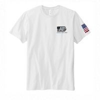 Unisex White 100% Cotton Tee - AF & Flag on Front