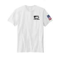Unisex White 100% Cotton Tee - Buffalo & Flag on Front
